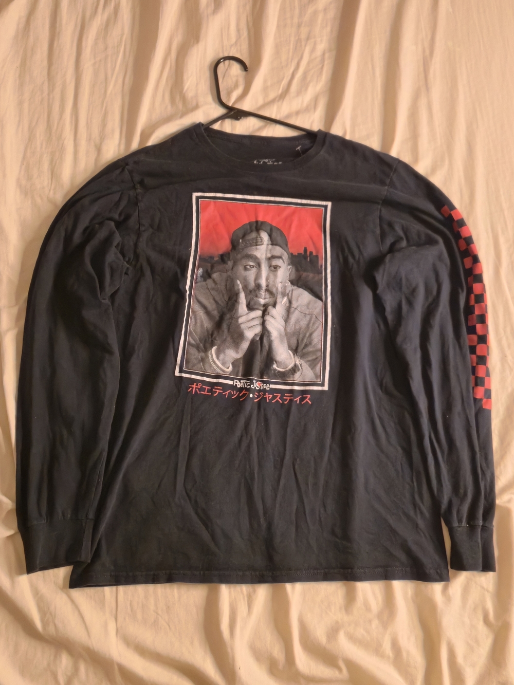 Tupac Shakur Poetic Justice T-Shirt Tee Black Long Sleeve All Eyes On Me  Sz M